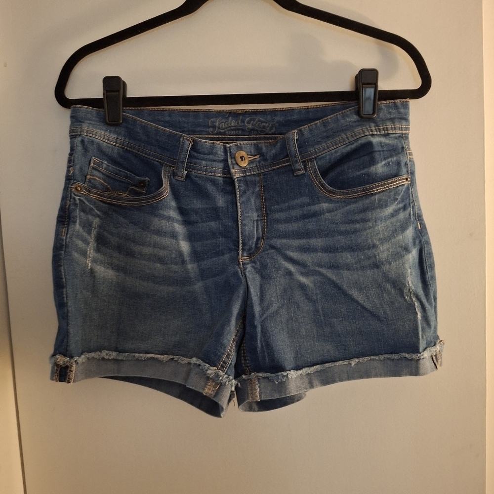 Faded Glory Stylish Women's Distressed Blue Denim Shorts